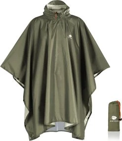 Anyoo Lichte Waterdichte Regenjas Poncho, Herbruikbaar, Ripstop, Ademende Multifunctionele Regenjas Met Capuchon, Opvouwbare Beschermhoes, Onderkant, Ideaal Voor Buiten, Camping, Wandelen, Vissen