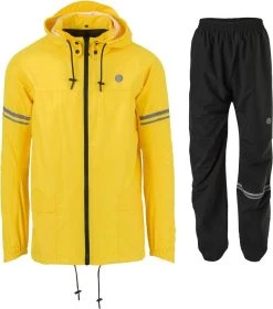 AGU Original Regenpak Essential - Geel/Zwart - L - Dames & Heren - Waterdicht & Ademend