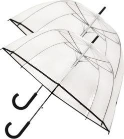 2x Transparante Koepelparaplu Ø 85 Cm - Automatisch - Zwart