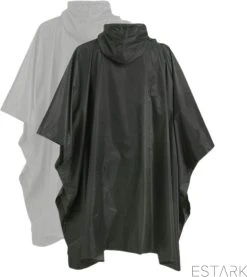 ESTARK Regenponcho TWEE Stuks - Herbruikbare Poncho Zwart - Fietsponcho Voor Dames En Heren - Regenjas - Hoge Kwaliteit - Poncho Herbruikbaar - Duurzaam - Poncho Zwart 2 -Regenjas En Paraplu 1069x1200