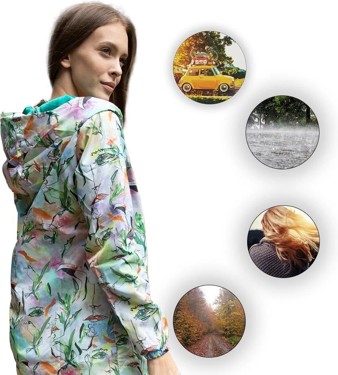 BiggDesign Faces - Dames Regenjas Waterdicht - Regenpak - Maat M 12 BiggDesign Faces - Dames Regenjas Waterdicht - Regenpak - Maat M - Afbeelding 10