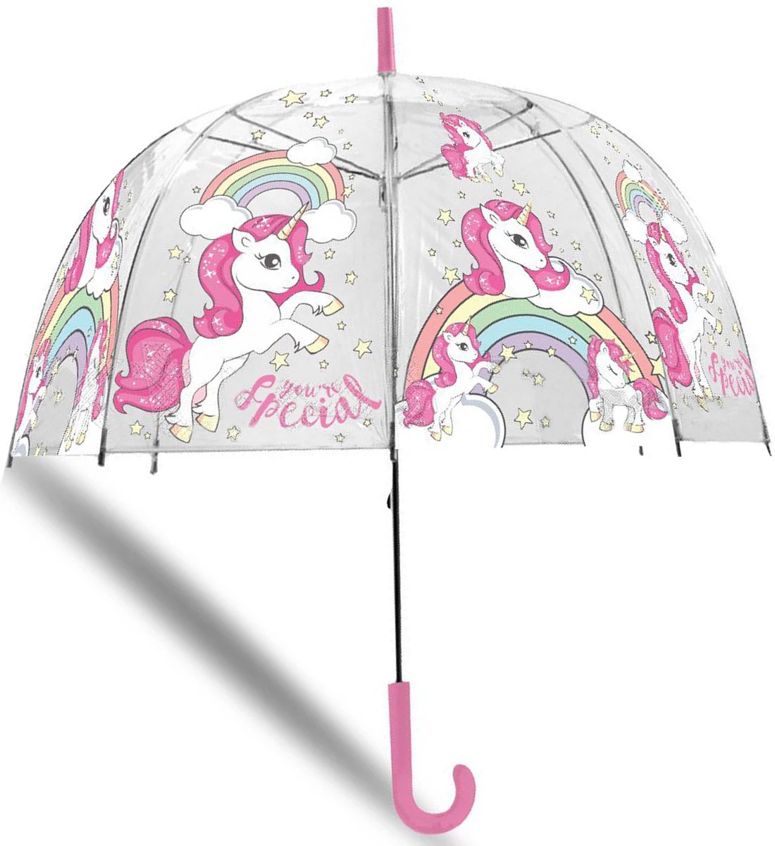 Merkloos Kinderparaplu Unicorn - Transparant