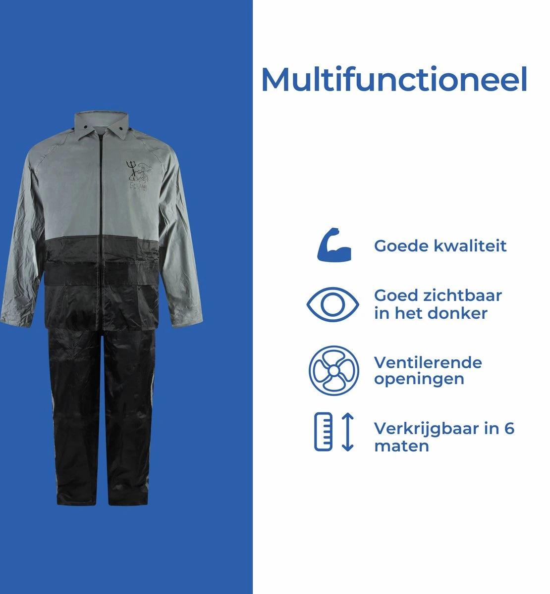 C-Line Regenpak Met Capuchon - Reflecterende Jas - Nieuw Model - Volwassen Maat S 7 C-Line Regenpak Met Capuchon - Reflecterende Jas - Nieuw Model - Volwassen Maat S - Afbeelding 5