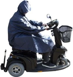C-Line Poncho Scootmobiel - Blauw - Reflecterend -Regenjas En Paraplu 1132x1200
