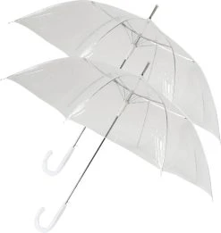 2x Elegante Transparant Plastic Paraplu 104 Cm - Doorzichtige Paraplu - Trouwparaplu - Bruidsparaplu - Trouwen - Bruiloft - Fashionable