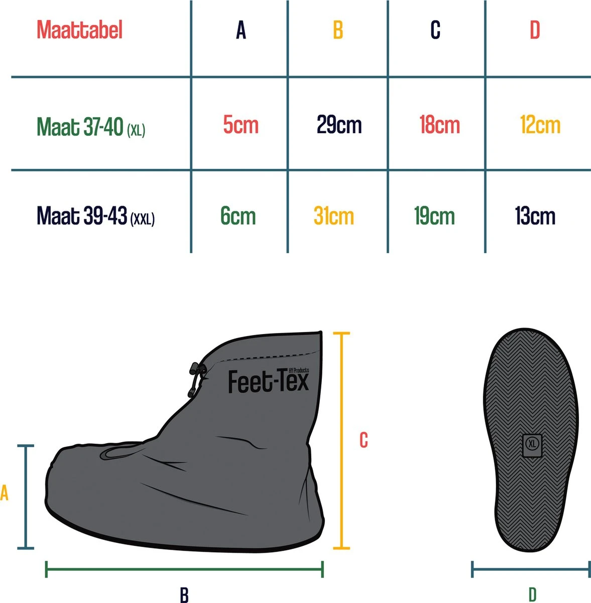 Feet Tex Regen Overschoenen - Duurzaam - Anti Slip - Waterdicht 5 Feet Tex Regen Overschoenen - Duurzaam - Anti Slip - Waterdicht - Afbeelding 4