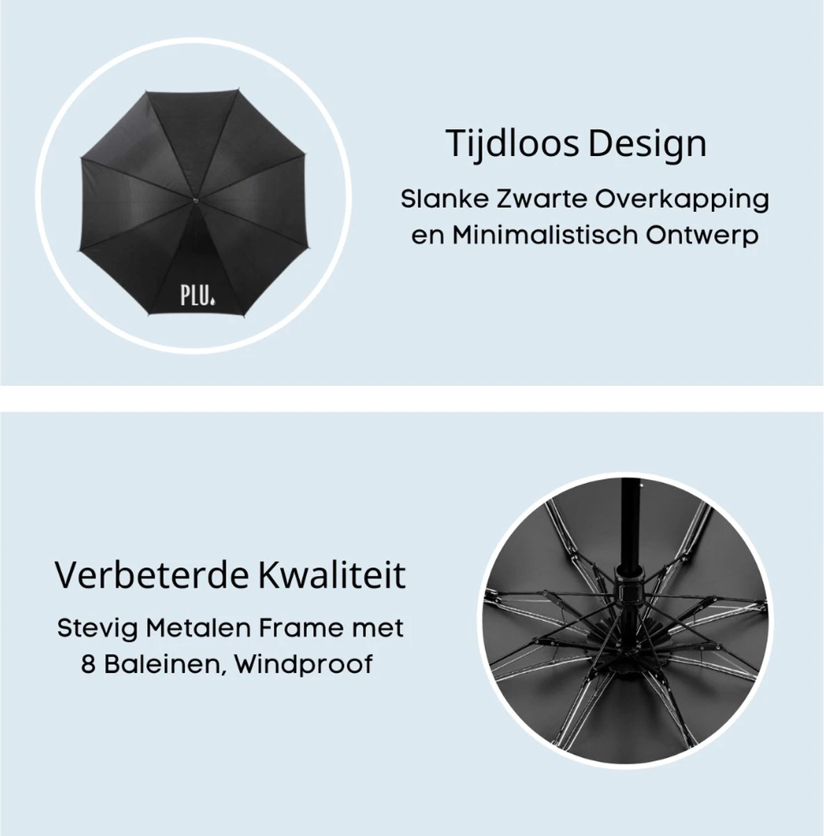 PLU - Paraplu - Opvouwbaar - Inklapbaar - Met Luxe Beschermhoes - Met Reisetui - Windproof - Fashionable - Lichtgewicht - Zwart 7 PLU - Paraplu - Opvouwbaar - Inklapbaar - Met Luxe Beschermhoes - Met Reisetui - Windproof - Fashionable - Lichtgewicht - Zwart - Afbeelding 5