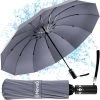 Storm Paraplu Opvouwbaar - Grijs - Polsband - Automatisch Uitklapbaar - Tot 100km P/u Windproof - 110 Cm - 12 Panelen -Regenjas En Paraplu 1189x1200