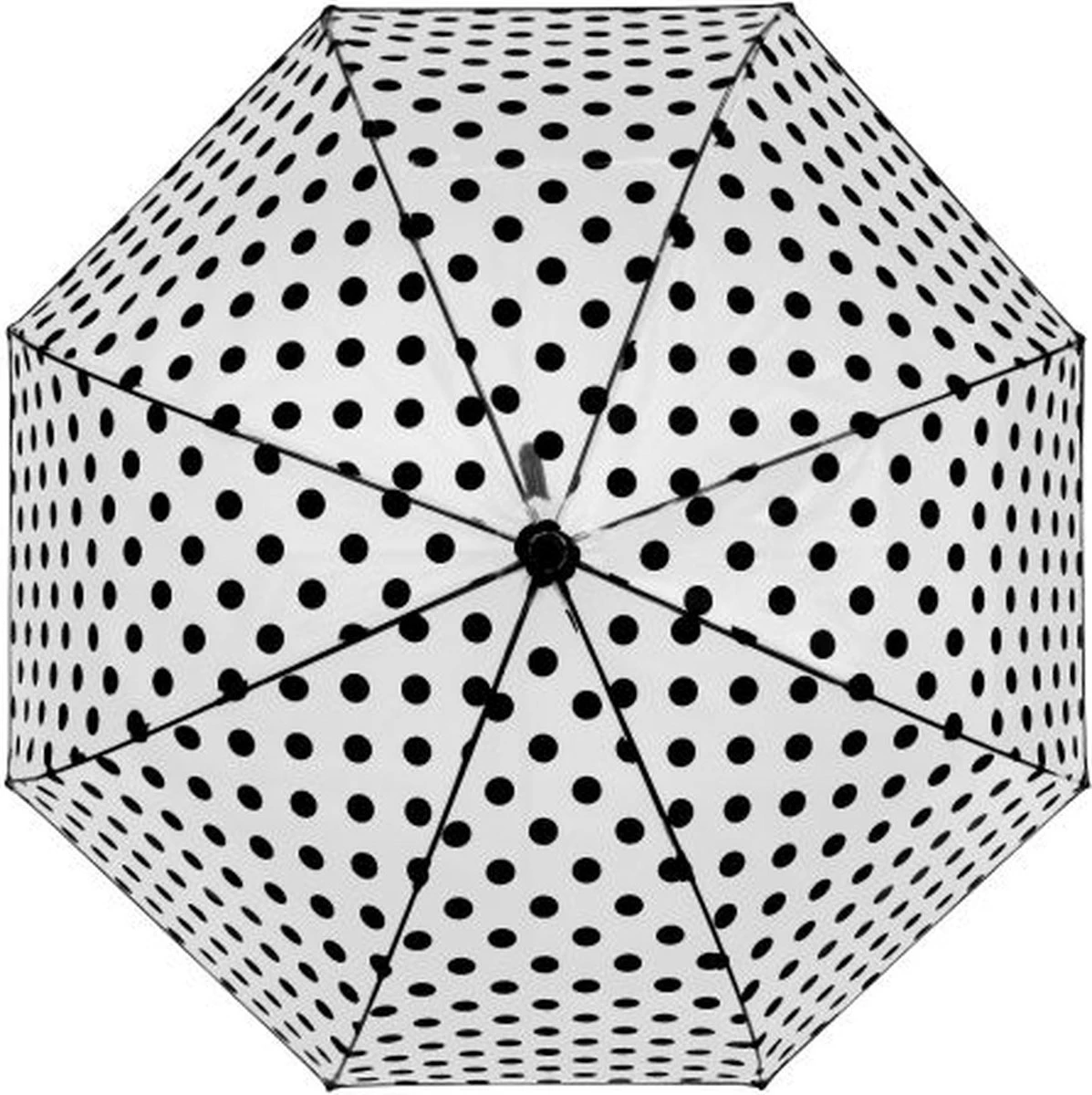 Falconetti Automatische Koepelparaplu Met Stippen - Transparant - Doorzichtig - Met Haak - Vrolijk Dessin - 85 Centimeter 4 Falconetti Automatische Koepelparaplu Met Stippen - Transparant - Doorzichtig - Met Haak - Vrolijk Dessin - 85 Centimeter - Afbeelding 2