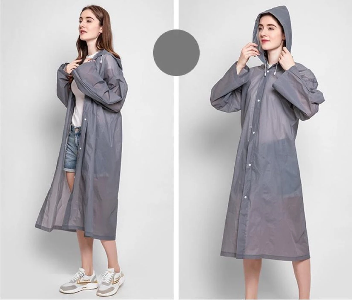 Regenjas-Regenpak- Regenjas Semi-kleuren Grijs - 115 * 65cm 3 Regenjas-Regenpak- Regenjas Semi-kleuren Grijs - 115 * 65cm