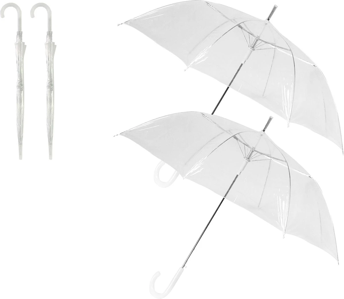 2x Transparant Plastic Paraplu's 102 Cm - Doorzichtige Paraplu - Trouwparaplu - Bruidsparaplu - Stijlvol - Bruiloft - Trouwen - Fashionable - Trouwparaplu 3 2x Transparant Plastic Paraplu's 102 Cm - Doorzichtige Paraplu - Trouwparaplu - Bruidsparaplu - Stijlvol - Bruiloft - Trouwen - Fashionable - Trouwparaplu