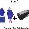 Merkloos 2 IN 1 Poncho En Telefoontas - Luxe Blauw Regenjas-Waterafstotend-Lang Model 135 Cm-Met Koortjes En Ritssluiting-Inclusief Opberg Tas-Geschikt Voor Wandelen, Fietsen, Werk, Hiken En Meer-Regen-Telefoontasje Voor Op De Fiets–Fiets Telefoonhouder–Smart -Regenjas En Paraplu 1200x1089 1