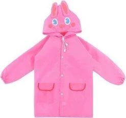 Poncho Regenponcho - Kinder Regenjas - Kinderjas - 4-6 Jaar - Regenjas - One Size - Roze Konijn