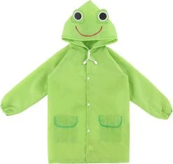 Merkloos Regenjas Kind - Regenponcho Kinderen - Groen - Jongens - Kikker - Cartoon - Maat 92 Tot 122 - 3 Tot 6 Jaar - Onesize