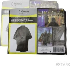 ESTARK Regenponcho TWEE Stuks - Herbruikbare Poncho Zwart - Fietsponcho Voor Dames En Heren - Regenjas - Hoge Kwaliteit - Poncho Herbruikbaar - Duurzaam - Poncho Zwart 2 -Regenjas En Paraplu 1200x1134
