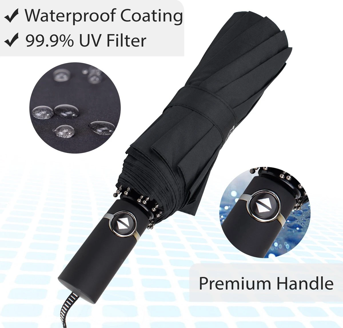 Beefree Automatische MONSTER Stormparaplu Met 16 Panelen Ø 104 Cm - Zwart 4 Beefree Automatische MONSTER Stormparaplu Met 16 Panelen Ø 104 Cm - Zwart - Afbeelding 2