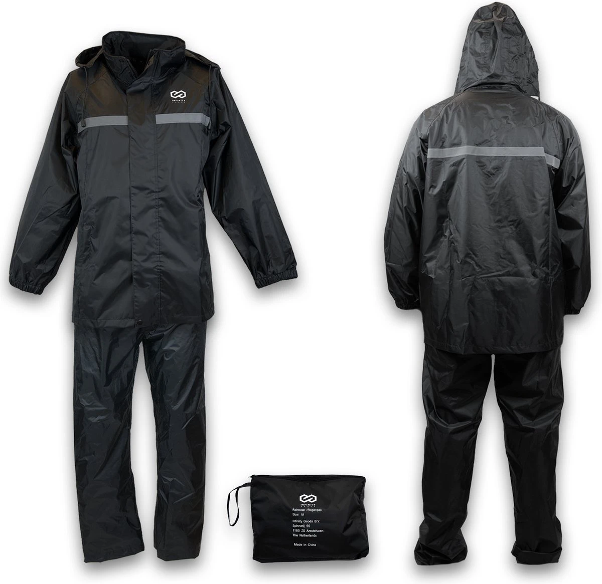 Infinity Goods Regenpak - Dames & Heren - Maat XL - Waterdicht & Ademend - Reflecterend - Zwart 6 Infinity Goods Regenpak - Dames & Heren - Maat XL - Waterdicht & Ademend - Reflecterend - Zwart - Afbeelding 4