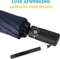 Stormparaplu - Paraplu - Opvouwbaar - Reflecterend - Automatisch Omgekeerd Uitklapsysteem - Windbestendig Tot 140 Km/h - Incl. Luxe Beschermhoes -Regenjas En Paraplu 1200x1169 1