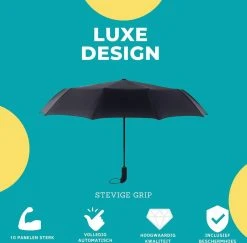 Paraplu - Stormparaplu - Opvouwbaar - Storm- En Regenbestendig - Automatisch Uitklapbaar - Zwart -Regenjas En Paraplu 1200x1181 2