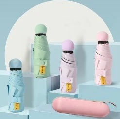 Merkloos TDR--Opvouwbare Paraplu -Windproof-Zonbescherming Anti-Uv UPF50 + Met Gratis Reisetui-roze -Regenjas En Paraplu 1200x1189 6