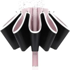 Tamarow™ Automatische Opvouwbare Paraplu - Omgekeerd Design - Windproof - Lichtgewicht - Reflectie - Omgekeerd Design - Roze