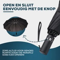 Stormparaplu - Opvouwbaar - 105 CM - Paraplu - Automatisch In En Uit Klapbaar - Stormbestendig Tot 140 Km/h - Luxe Beschermhoes -Regenjas En Paraplu 1200x1200 142
