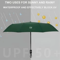 HK-Goodies- Automatische Stormparaplu - Paraplu - Automatisch, Opvouwbaar & Windproof Tot 100km P/u - Inclusief Beschermhoes - Ø 95 Cm - Extra Sterk - Dubbele Laag - Groen -Regenjas En Paraplu 1200x1200 160