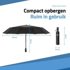 GOAT Outdoor® Stormparaplu - Paraplu - Opvouwbaar - Windproof Tot 100kmp/u - ⌀ 105 Cm - Paraplu - Zwart -Regenjas En Paraplu 1200x1200 206