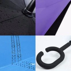 Merkloos Smartplu - Grote Storm Paraplu - Zwart Met Gele Bloem. De Omkeerbare Innovatieve, Ergonomische Stormparaplu - 105cm - 12288-F -Regenjas En Paraplu 1200x1200 257