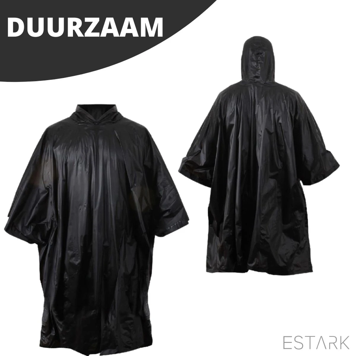 ESTARK Regenponcho - Herbruikbare Poncho Zwart - Fietsponcho Voor Dames En Heren - Regenjas - Hoge Kwaliteit - Poncho Herbruikbaar - Duurzaam - Poncho Zwart 3 ESTARK Regenponcho - Herbruikbare Poncho Zwart - Fietsponcho Voor Dames En Heren - Regenjas - Hoge Kwaliteit - Poncho Herbruikbaar - Duurzaam - Poncho Zwart