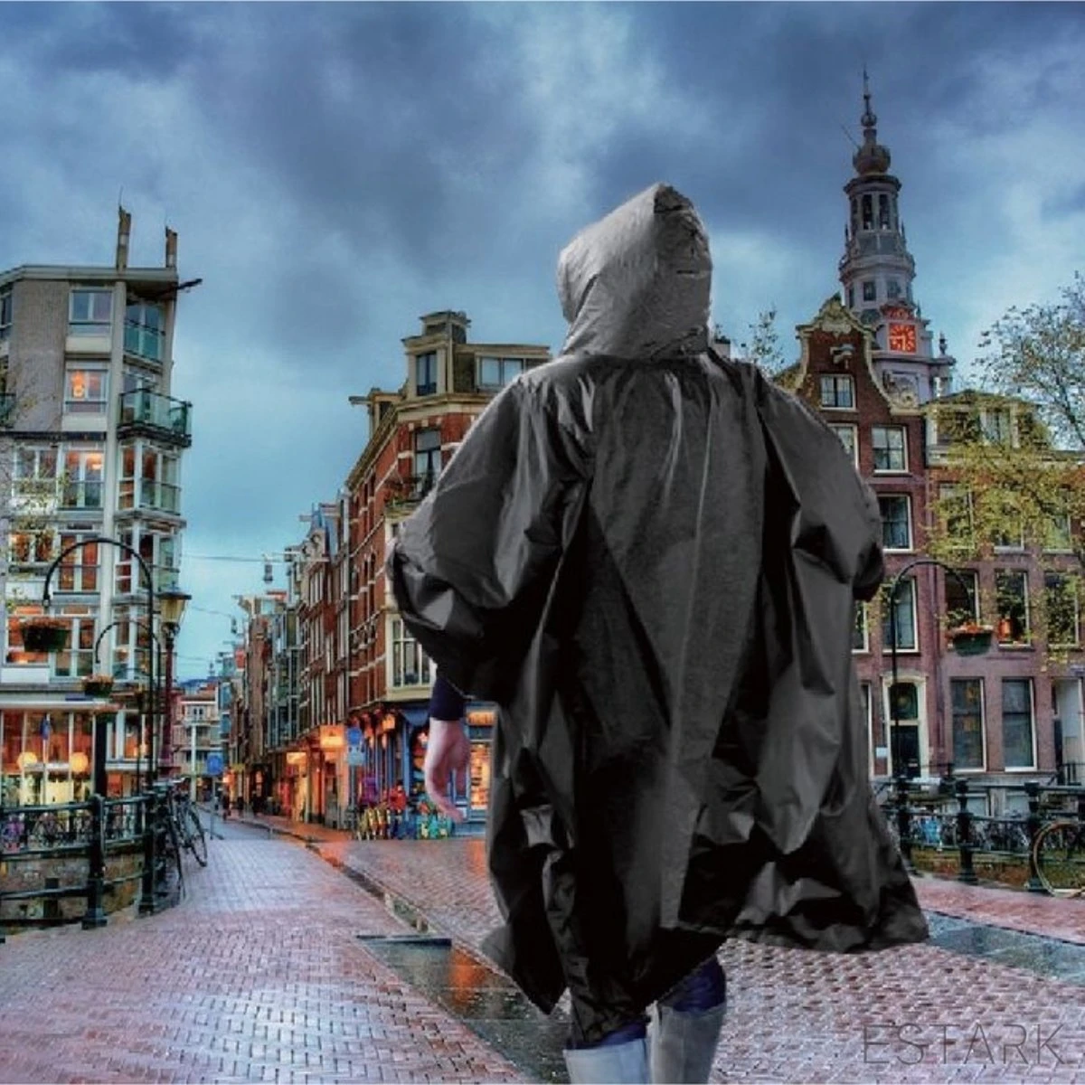 ESTARK Regenponcho - Herbruikbare Poncho Zwart - Fietsponcho Voor Dames En Heren - Regenjas - Hoge Kwaliteit - Poncho Herbruikbaar - Duurzaam - Poncho Zwart 8 ESTARK Regenponcho - Herbruikbare Poncho Zwart - Fietsponcho Voor Dames En Heren - Regenjas - Hoge Kwaliteit - Poncho Herbruikbaar - Duurzaam - Poncho Zwart - Afbeelding 6