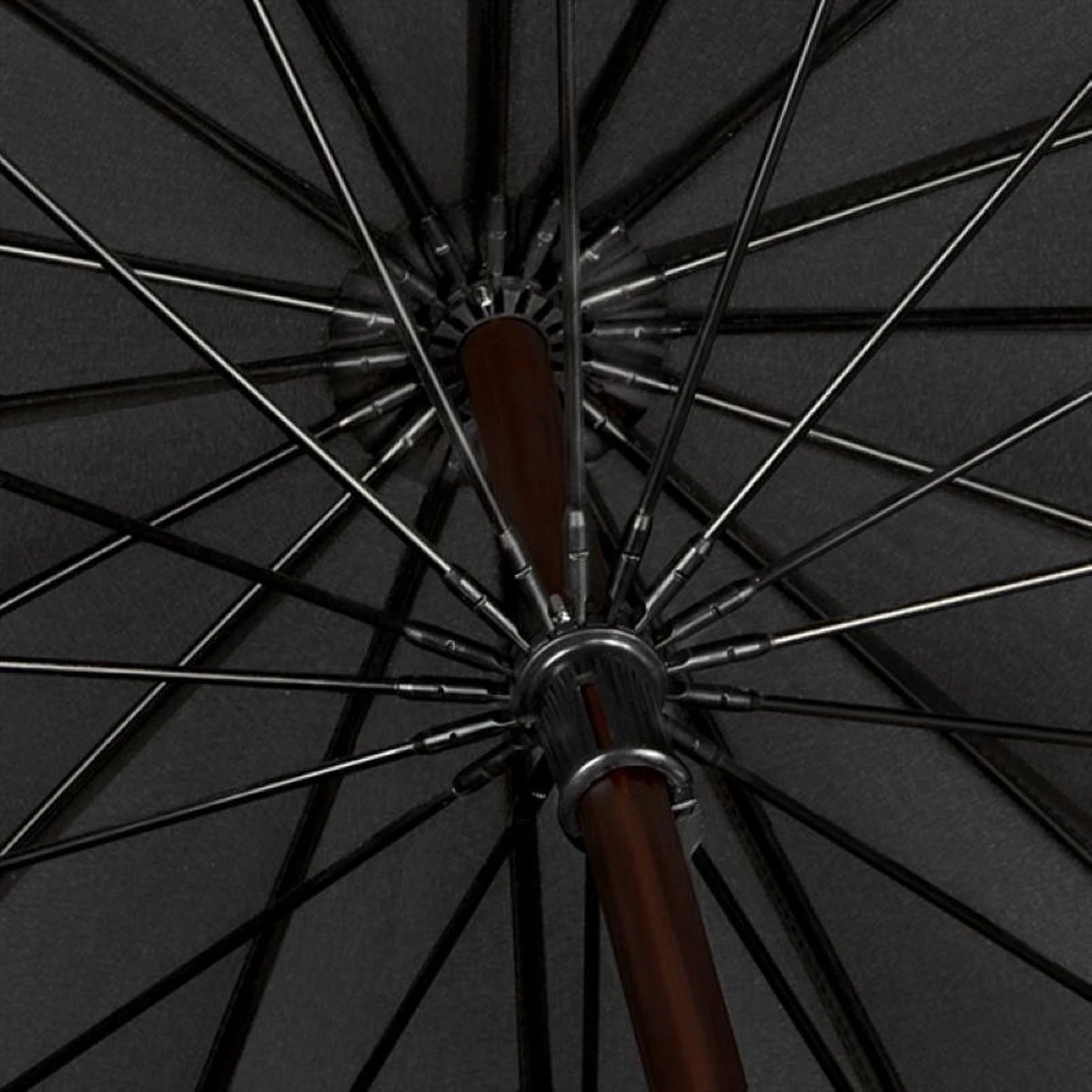 Falcone Herenparaplu Met Houten Stok - Ø 125 Cm - Zwart 4 Falcone Herenparaplu Met Houten Stok - Ø 125 Cm - Zwart - Afbeelding 2