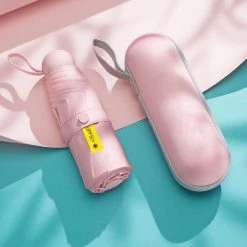 Merkloos TDR--Opvouwbare Paraplu -Windproof-Zonbescherming Anti-Uv UPF50 + Met Gratis Reisetui-roze -Regenjas En Paraplu 1200x1200 400