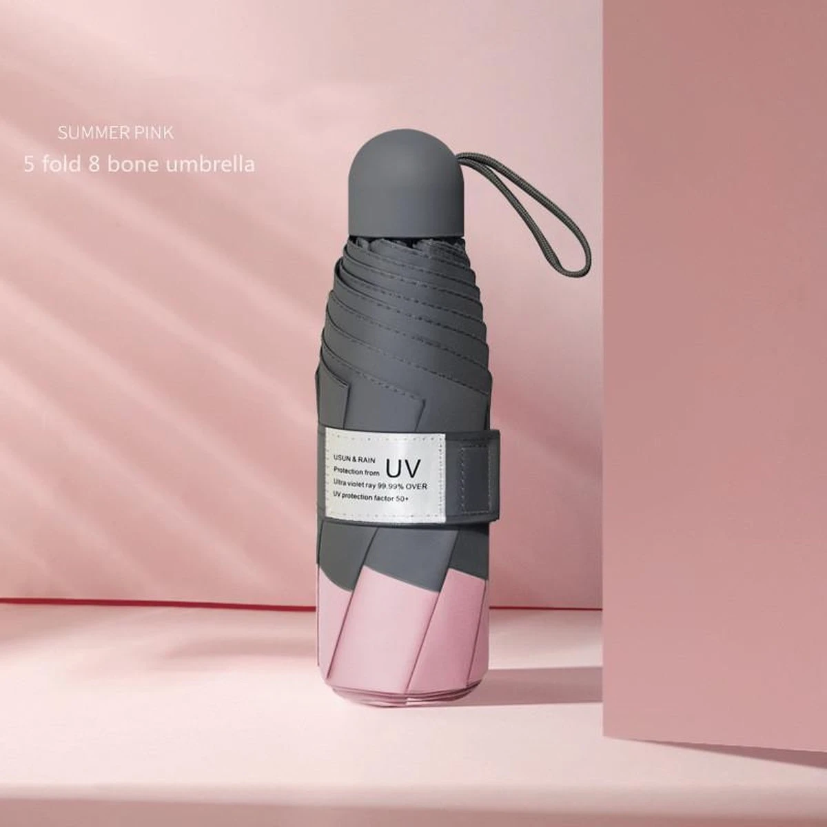 Merkloos TDR -Opvouwbare Paraplu -Windproof- Zonnescherm UV-SPF 50+compact En Draagbaar- Extra Sterk - Roze 4 Merkloos TDR -Opvouwbare Paraplu -Windproof- Zonnescherm UV-SPF 50+compact En Draagbaar- Extra Sterk - Roze - Afbeelding 2