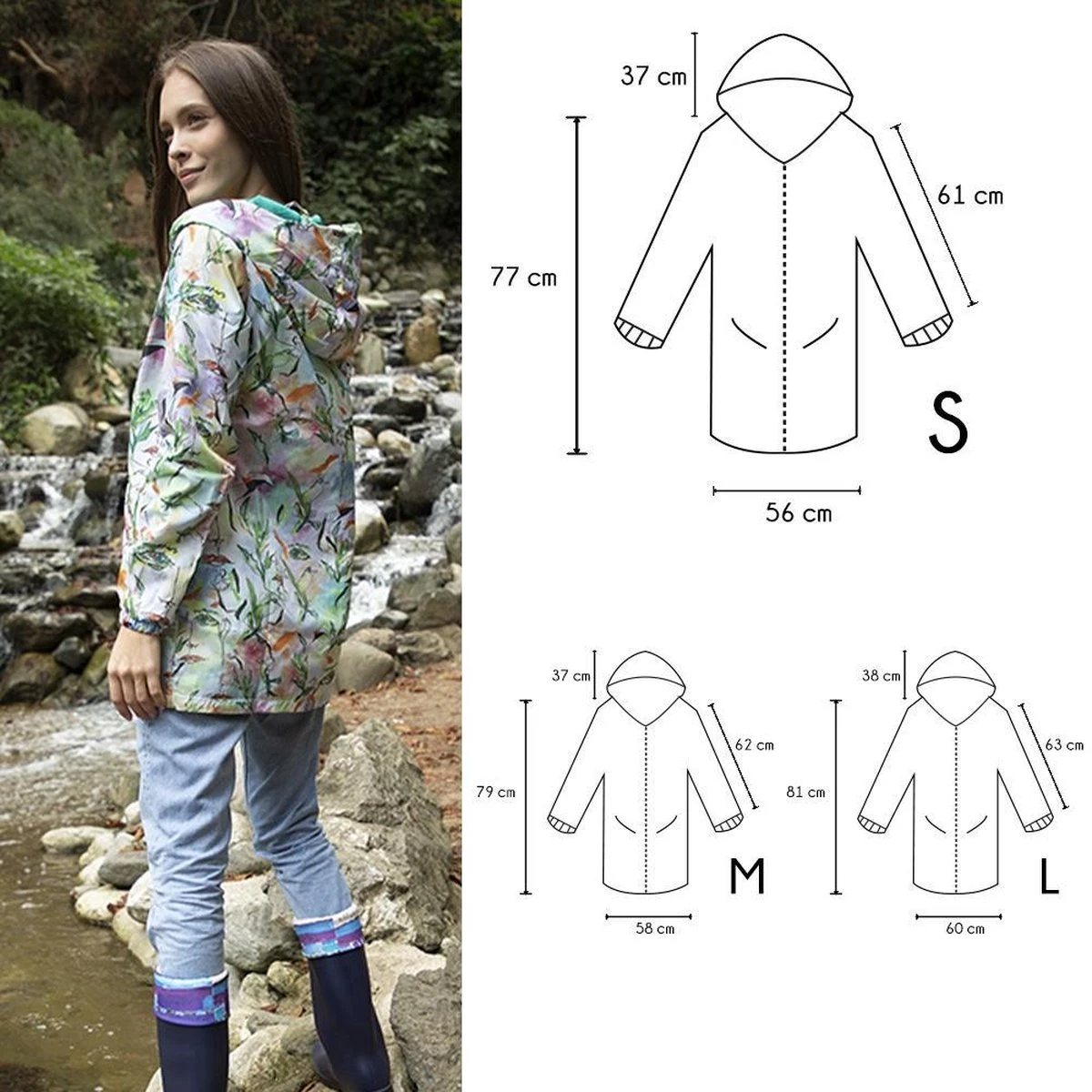 BiggDesign Faces - Dames Regenjas Waterdicht - Regenpak - Maat M 7 BiggDesign Faces - Dames Regenjas Waterdicht - Regenpak - Maat M - Afbeelding 5