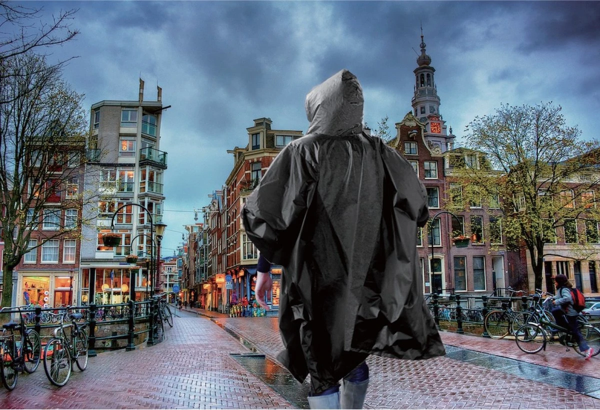 Benson Duurzame Regenponcho Zwart Voor Volwassenen 4 Benson Duurzame Regenponcho Zwart Voor Volwassenen - Afbeelding 2