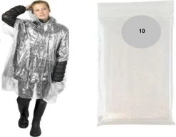 Merkloos 10 Stuks Beschermende Wegwerp Poncho Transparant | Regen | Festival | Wandelen | Evenement