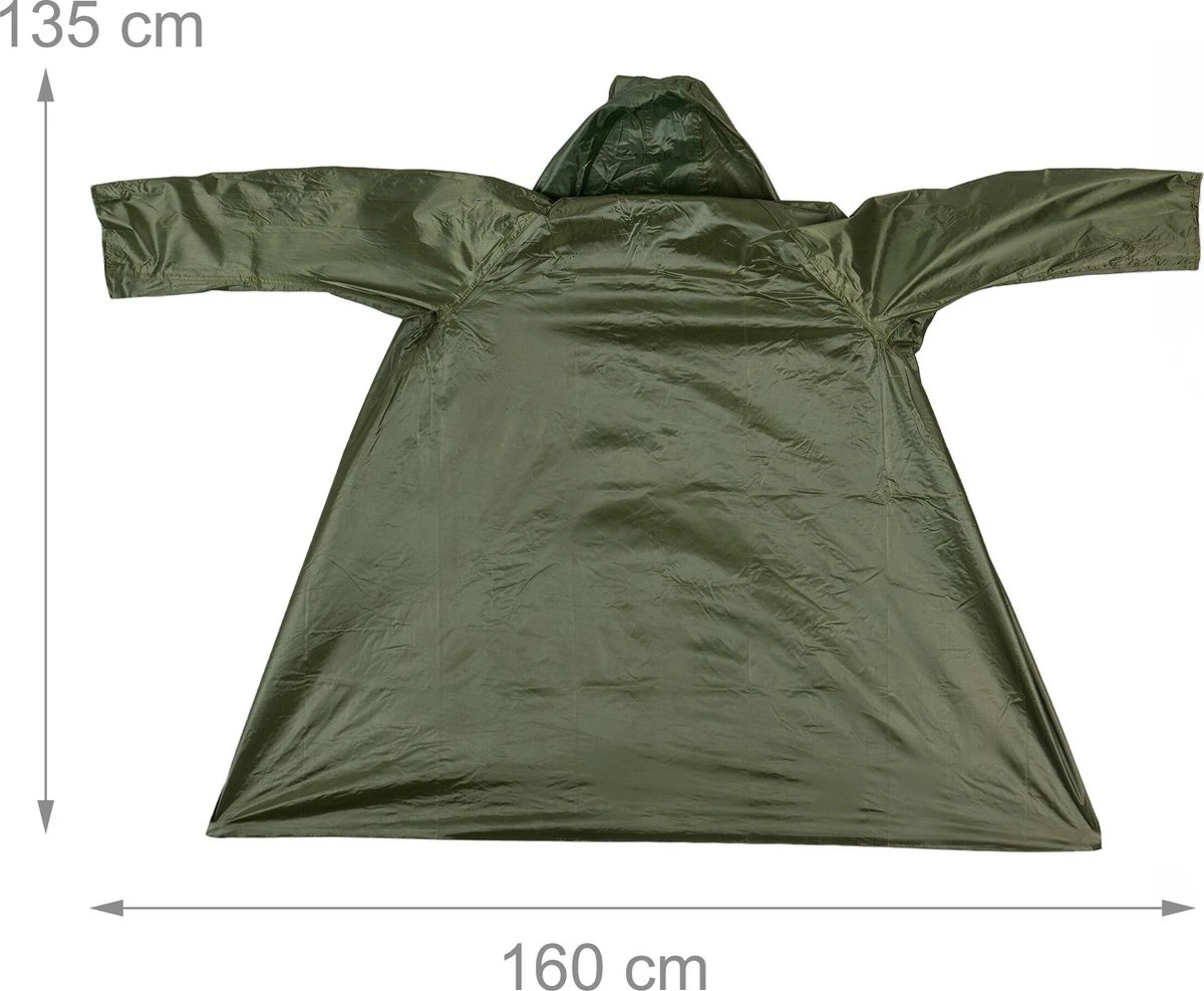 Relaxdays Regenponcho Herbruikbaar - Regenjas Groen - Fietsponcho Lange Mouwen - Festival 4 Relaxdays Regenponcho Herbruikbaar - Regenjas Groen - Fietsponcho Lange Mouwen - Festival - Afbeelding 2
