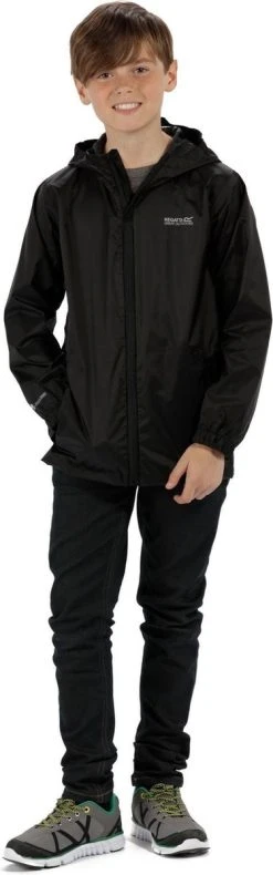 Regatta Pack It III Regenjas Junior Jas - Maat 164 - Unisex - Zwart -Regenjas En Paraplu 375x1200