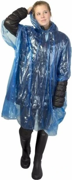 Merkloos 3x Wegwerp Regenponcho Blauw - Poncho -Regenjas En Paraplu 483x1200 8