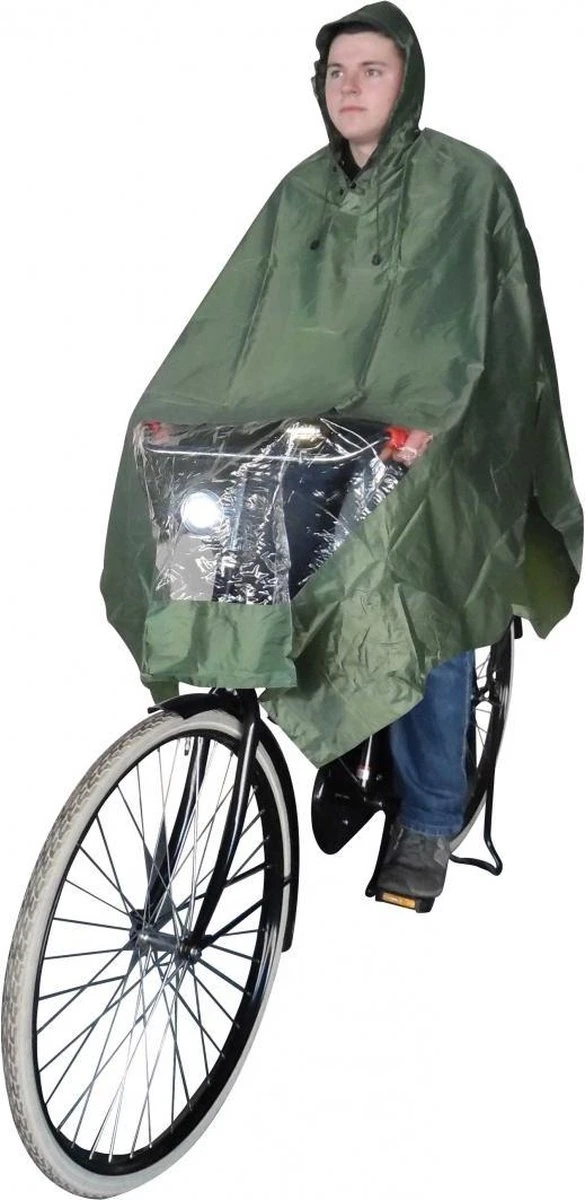 Poncho Regenponcho - Fietsponcho Fiets - Koplampproof Transparant - One Size Unisex Olijfgroen - Hooodie 3 Poncho Regenponcho - Fietsponcho Fiets - Koplampproof Transparant - One Size Unisex Olijfgroen - Hooodie