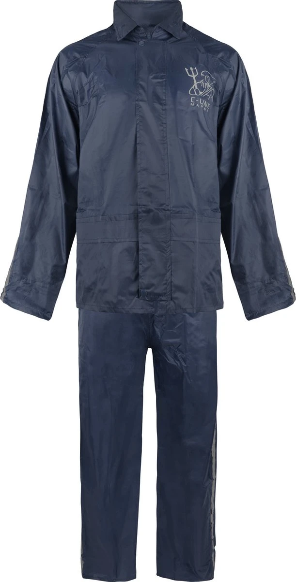 C-Line Regenpak Met Capuchon - Blauw - Reflecterend - Nieuw Model - Volwassen Maat XXXXL 3 C-Line Regenpak Met Capuchon - Blauw - Reflecterend - Nieuw Model - Volwassen Maat XXXXL