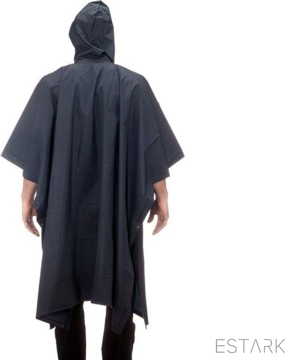 ESTARK Regenponcho - Herbruikbare Poncho Zwart - Fietsponcho Voor Dames En Heren - Regenjas - Hoge Kwaliteit - Poncho Herbruikbaar - Duurzaam - Poncho Zwart 6 ESTARK Regenponcho - Herbruikbare Poncho Zwart - Fietsponcho Voor Dames En Heren - Regenjas - Hoge Kwaliteit - Poncho Herbruikbaar - Duurzaam - Poncho Zwart - Afbeelding 4